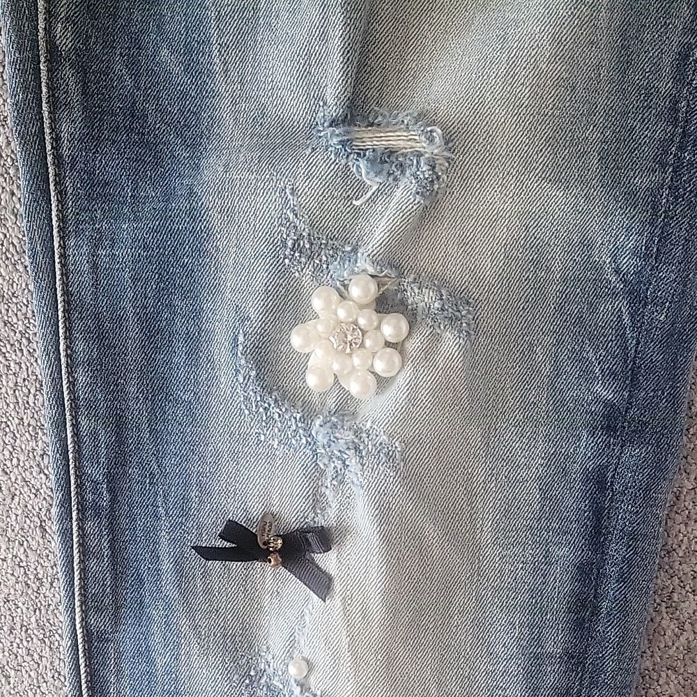 Aqua Light Blue Embellished Skinny Jeans - Picture 8 of 8